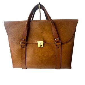 Vintage Executive Briefcase Leather with Braided Detail 16" x 13" Rare Computer